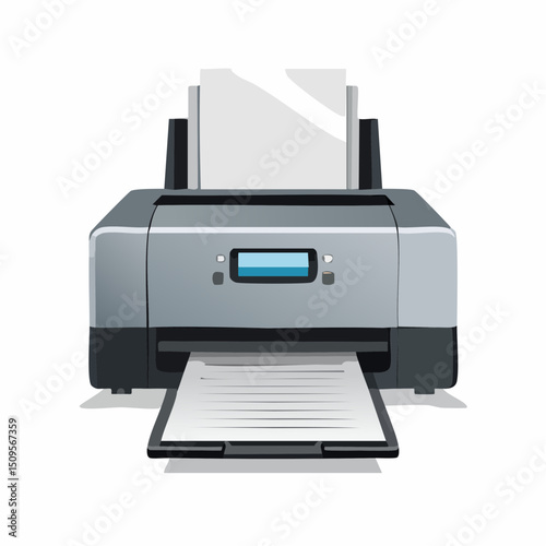 A desktop printer ejecting a document
