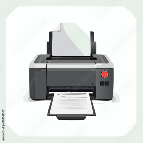 A desktop printer ejecting a document
