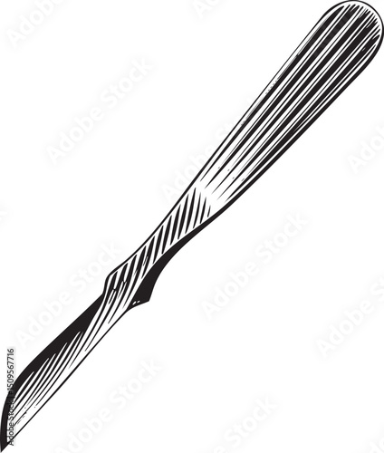 single sleek knife extends diagonally across a white background.