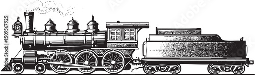 vintage locomotive travels along a track.