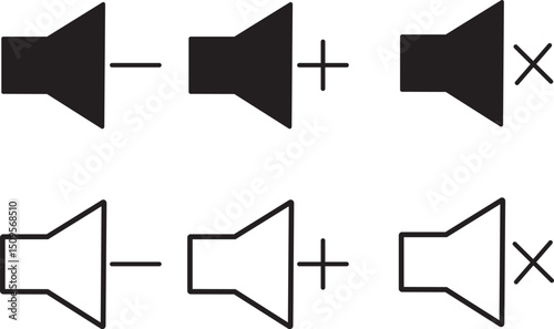 set of speaker volume icons. Mute and unmute volume sound. No speaker icon vector illustration,
