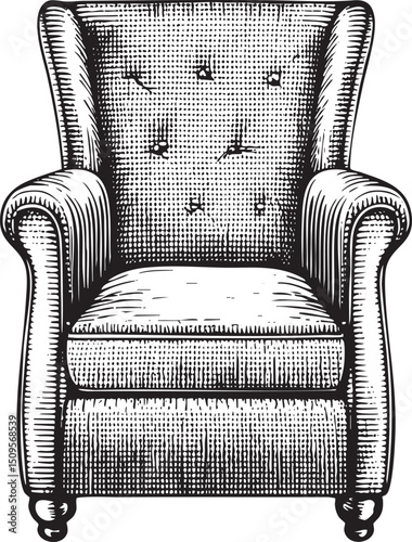 detailed ornate armchair with a high back and rolled arms.