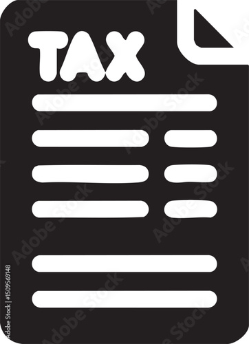 white document displays the word 'TAX' over a series of horizontal lines.