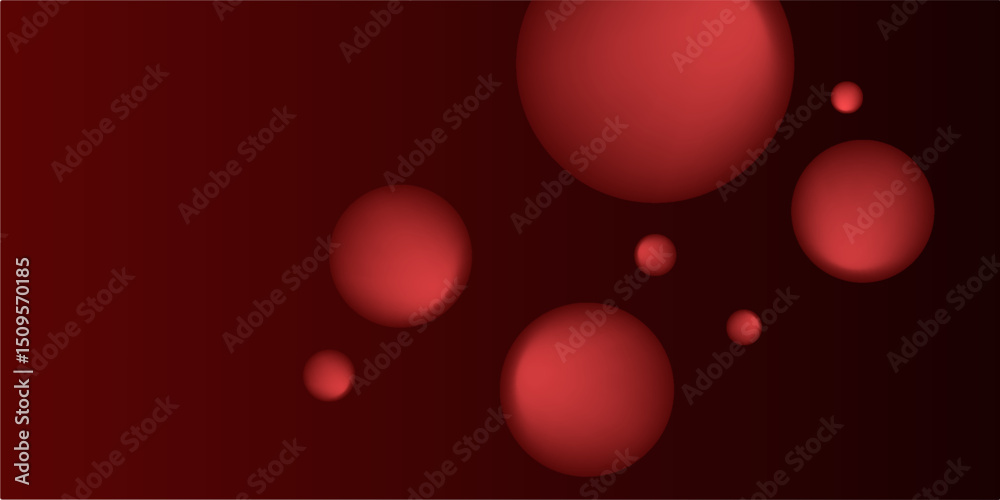 Glass morphism website landing page template. Red background with glass partition and floating red spheres.