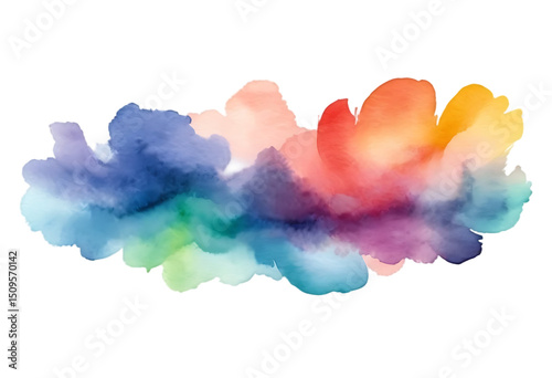 Colorful Watercolor Brush Stroke – Isolated Transparent PNG with Soft Edges and Artistic Gradient Effect