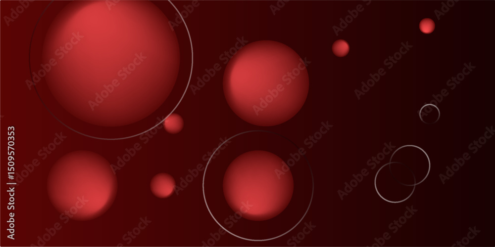 Glass morphism website landing page template. Red background with glass partition and floating red spheres.