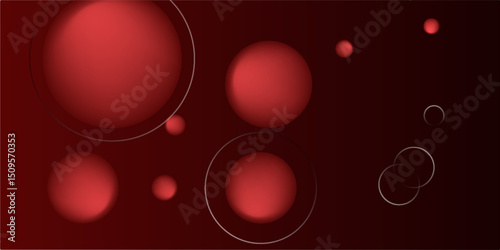 Glass morphism website landing page template. Red background with glass partition and floating red spheres.