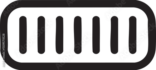 solid black frame encircles a series of evenly spaced white vertical lines.