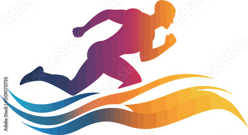 Dynamic male runner in vibrant colors, symbolizing speed and energy.