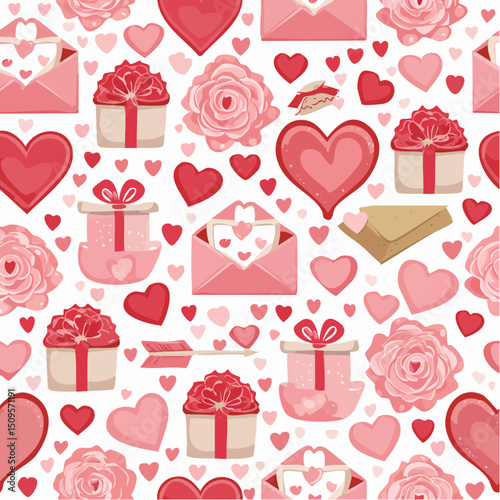 A sweet and romantic Valentine’s pattern perfect for cards, gift wrap, and digital love notes.
