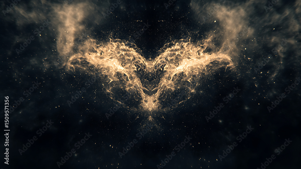 Obraz premium Symmetrical Flame Heart in Cosmic Space