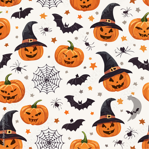 A spooky Halloween pattern packed with playful frights—great for textiles, invites, and backgrounds.