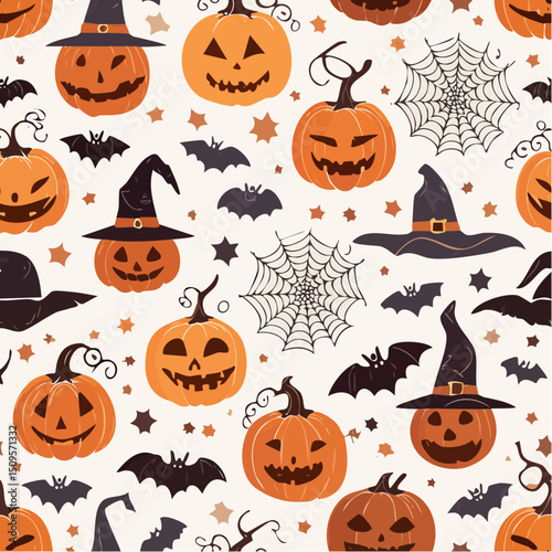 A spooky Halloween pattern packed with playful frights—great for textiles, invites, and backgrounds.