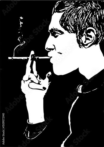 smoking man smoking cigarette