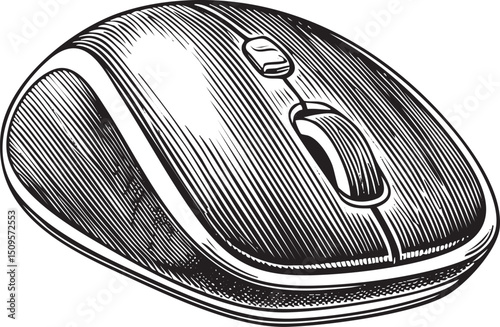 sleek black wireless mouse rests on a white surface.