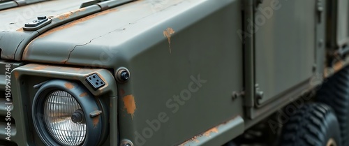 close up of the front of a military vehicle