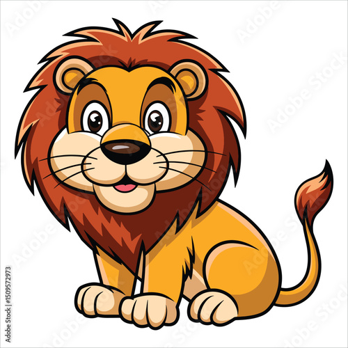 Lion cartoon vector illustration.Majestic big cat artwork perfect for wildlife, safari, and jungle themes.