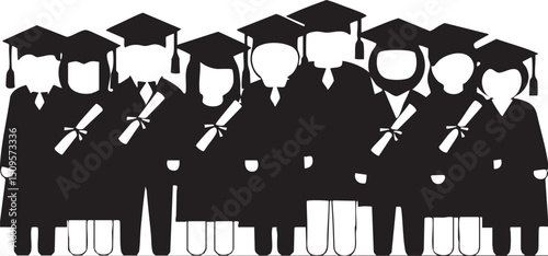 group of graduates proudly hold diplomas.