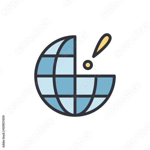 Stylized Globe With Exclamation Mark Symbolizing Global Issues Alert