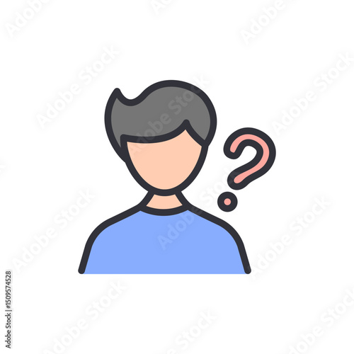 Man With Question Mark Isolated On Transparent Layer Graphic Design