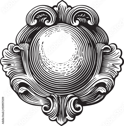 detailed ornate circular features swirling and elegant flourishes.