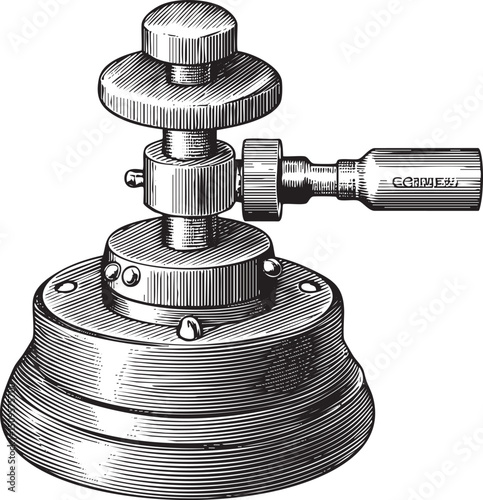detailed engraving depicts a complex mechanical device with multiple rotating components.