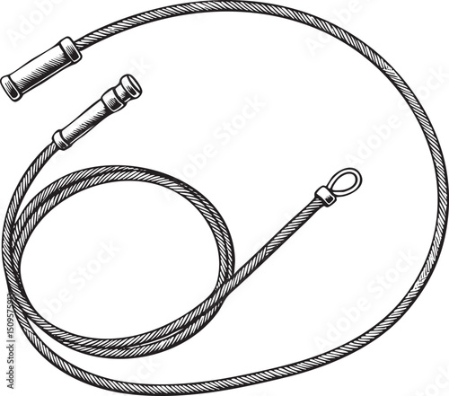 coiled rope with handles and a leash is displayed against a white background.
