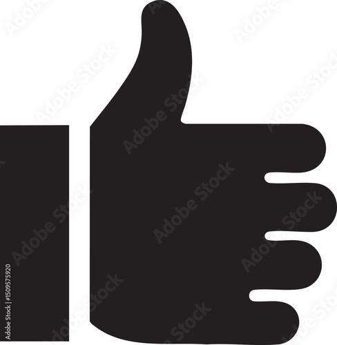 black thumb is raised in a positive approval gesture.