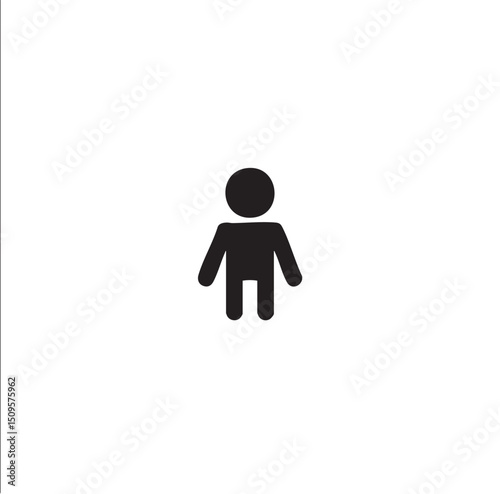 simple black silhouette of a child stands alone on a white background.