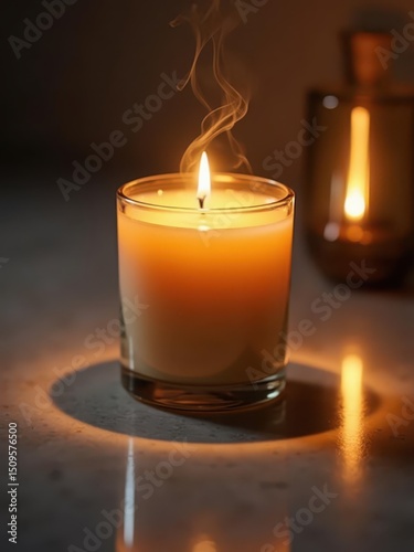Closeup an elegant luxury candle glowing ()