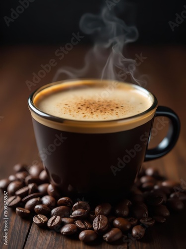 Closeup perfectly brewed cup coffee