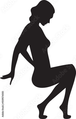 silhouetted woman sits gracefully in a contemplative pose.