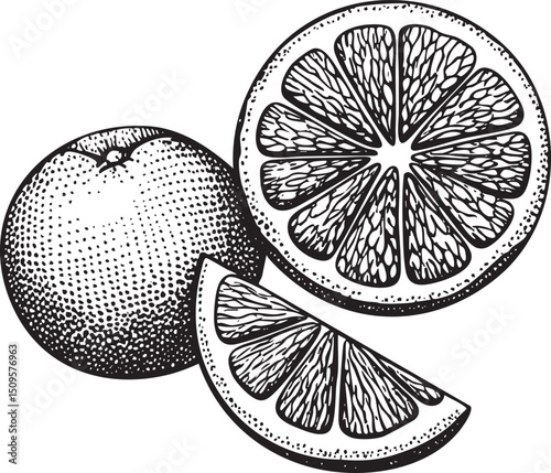 whole and halved citrus fruit
