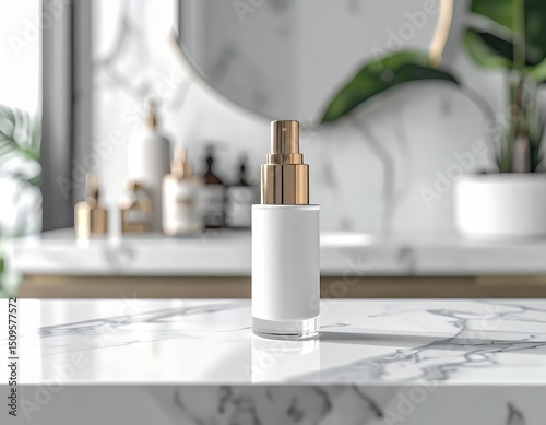 Luxury skincare product displayed marble countertop
