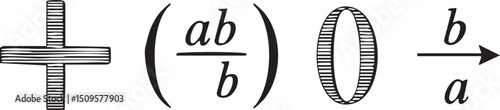 Mathematical equation with addition and division symbols displayed on a black background.