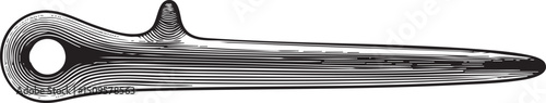 sleek silver tool with a rounded handle and a pointed blade rests horizontally.