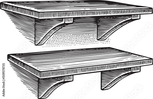 Two decorative brackets are stacked vertically creating a layered architectural element.