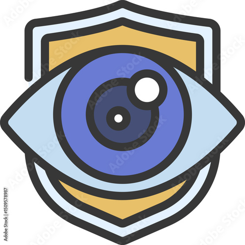 Stylized Eye and Shield Icon Representing Security and Surveillance