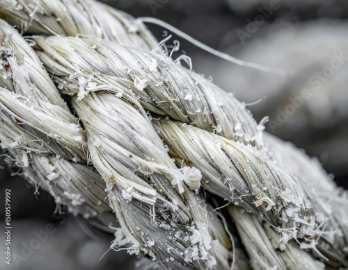 Macro texture salt encrusted rope filmed ()
