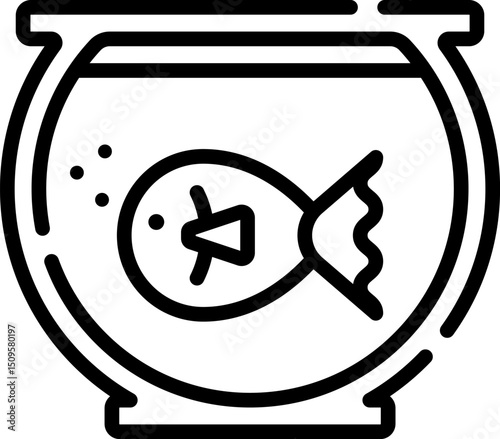 Minimalist Illustration of a Fish in a Fishbowl for Home Decor or Aquatic Themes