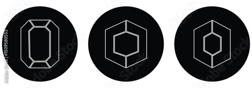 black Diamond icon collection. Different diamond shapes. Gem icons. Diamond icons set, Diamond logo. 