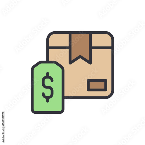 Box With Price Tag Icon Depicting Shipping Costs And Delivery Fees