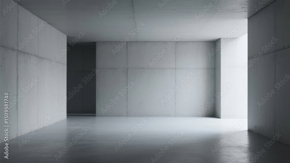 Fototapeta premium Empty Concrete Room with Smooth Walls and Floor