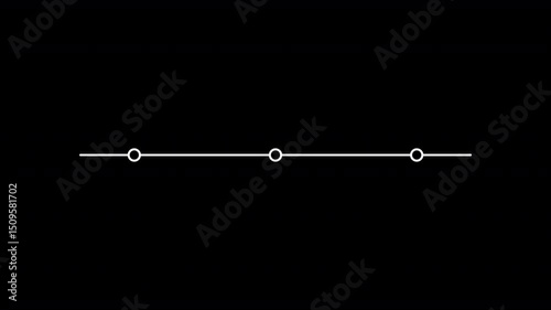 Animation Minimal White Timeline with Three Circular Date Points on Transparent Background