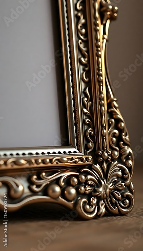 ornate gold frame on a wooden table