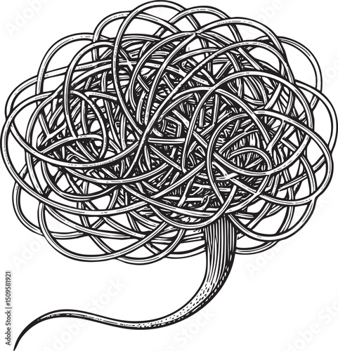 tangled intricate tree forms a complex network of interwoven lines.