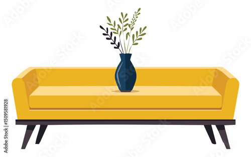 Yellow Console Table with Vase Decor