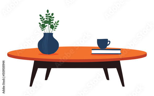 Orange Console Table with Book Decoration
