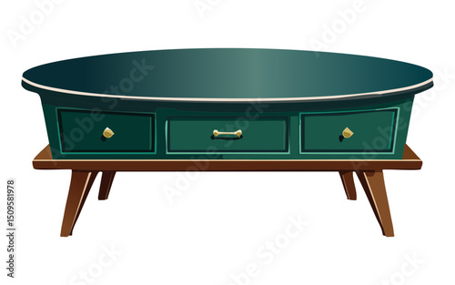 Green Console Table with Drawers