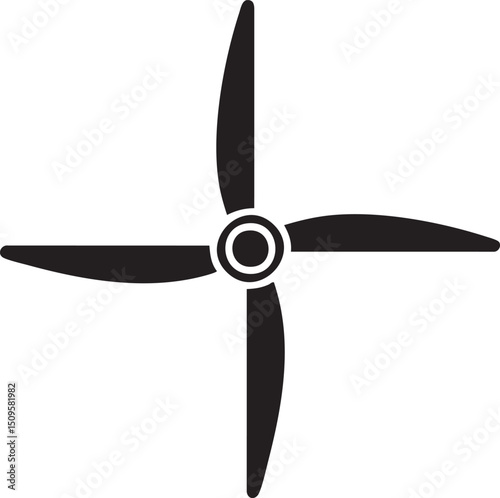 black propeller rotates against a white background.